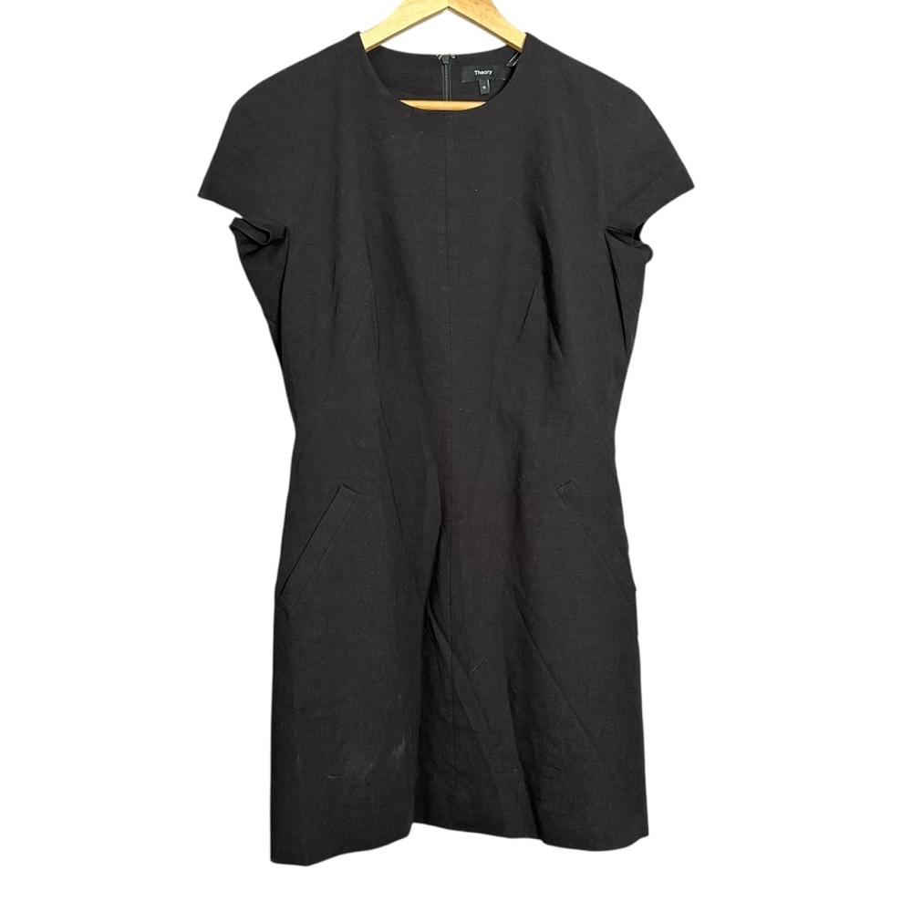 Theory Linen-Blend Dolman-Sleeve Mini Dress Size 10 NEW - Picture 3 of 9
